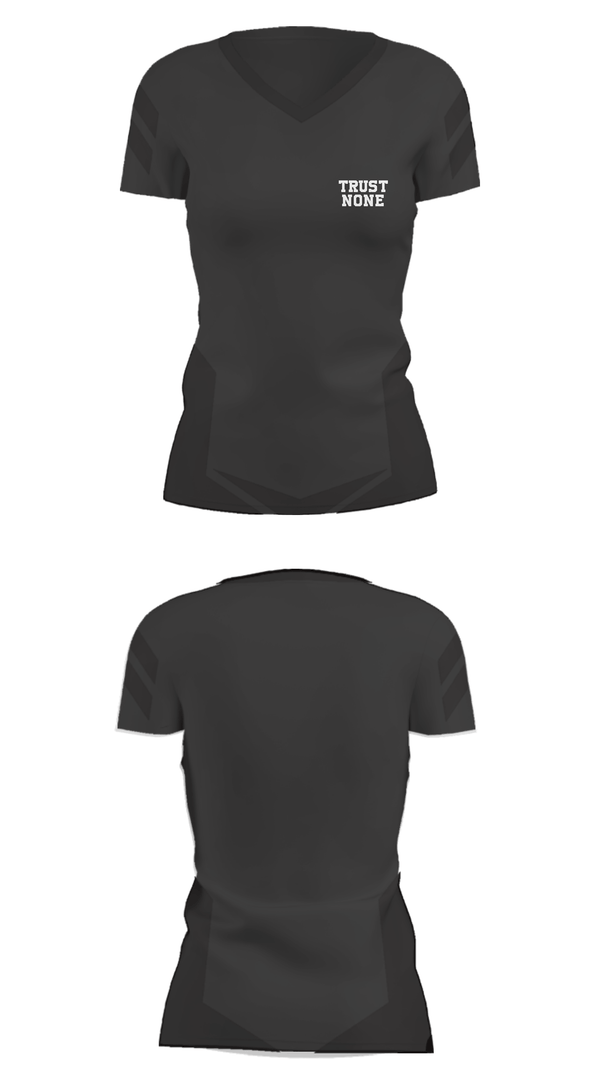 Women's Short Sleeve Vneck Shirt, Trust None, , Teamtime, Team time, sublimation, custom sports apparel, team uniforms, spirit wear, spiritwear, sports uniforms, custom shirts, team store, custom team store, fundraiser sports, apparel fundraiser