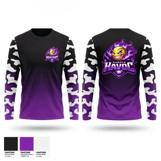Long Sleeve Performance Shirt, Purple Havoc, Softball, Teamtime, Team time, sublimation, custom sports apparel, team uniforms, spirit wear, spiritwear, sports uniforms, custom shirts, team store, custom team store, fundraiser sports, apparel fundraiser