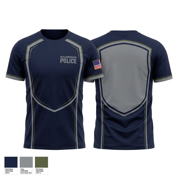 Short Sleeve Performance Shirt, Williamsburg Police, Police, Teamtime, Team time, sublimation, custom sports apparel, team uniforms, spirit wear, spiritwear, sports uniforms, custom shirts, team store, custom team store, fundraiser sports, apparel fundraiser