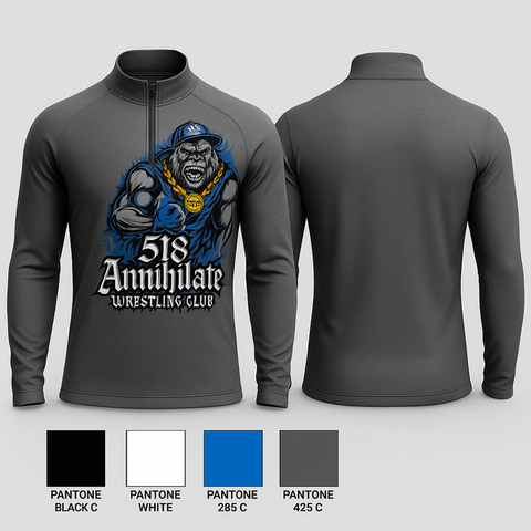 Quarter Zip Jacket, 518 Annihilate Wrestling Club, Wrestling, Teamtime, Team time, sublimation, custom sports apparel, team uniforms, spirit wear, spiritwear, sports uniforms, custom shirts, team store, custom team store, fundraiser sports, apparel fundraiser
