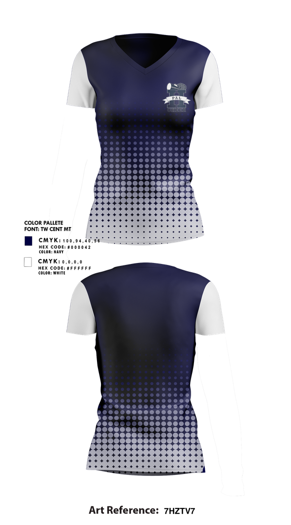 Womens Short Sleeve Vneck Shirt, Hamilton PAL Cheer, Cheer, Teamtime, Team time, sublimation, custom sports apparel, team uniforms, spirit wear, spiritwear, sports uniforms, custom shirts, team store, custom team store, fundraiser sports, apparel fundraiser