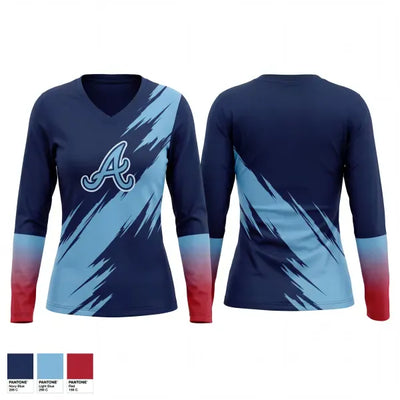 Azusa Vikings 76691521 Women's Long Sleeve V-neck Shirt - 1