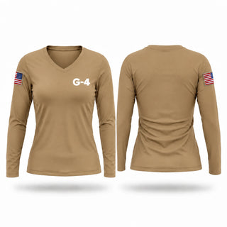 Womens Long Sleeve Vneck Shirt, G-4, Army, Teamtime, Team time, sublimation, custom sports apparel, team uniforms, spirit wear, spiritwear, sports uniforms, custom shirts, team store, custom team store, fundraiser sports, apparel fundraiser