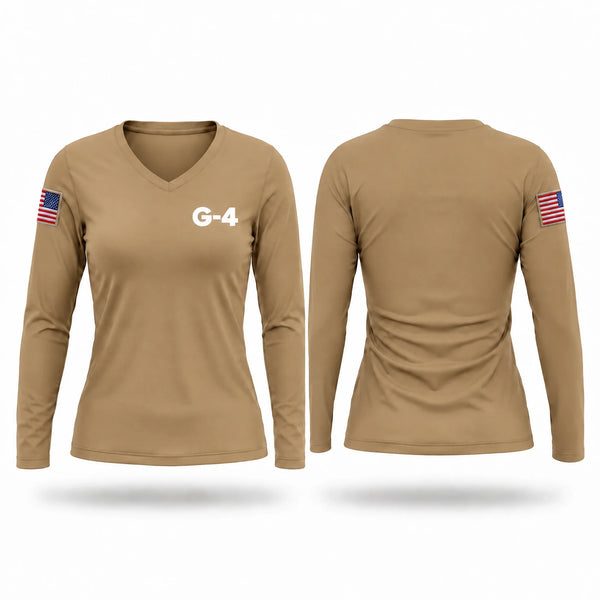 Womens Long Sleeve Vneck Shirt, G-4, Army, Teamtime, Team time, sublimation, custom sports apparel, team uniforms, spirit wear, spiritwear, sports uniforms, custom shirts, team store, custom team store, fundraiser sports, apparel fundraiser