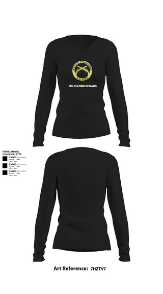 Womens Long Sleeve Vneck Shirt, 3RD PLATOON OUTLAWS, Army, Teamtime, Team time, sublimation, custom sports apparel, team uniforms, spirit wear, spiritwear, sports uniforms, custom shirts, team store, custom team store, fundraiser sports, apparel fundraiser
