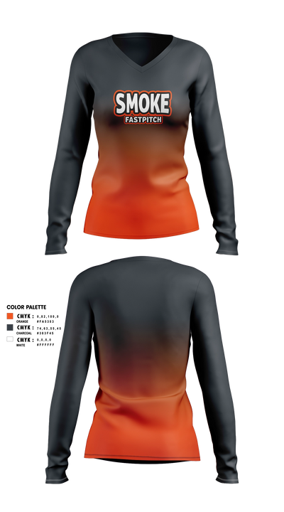 SMOKE FASTPITCH Women's Long Sleeve V-neck Shirt - 2