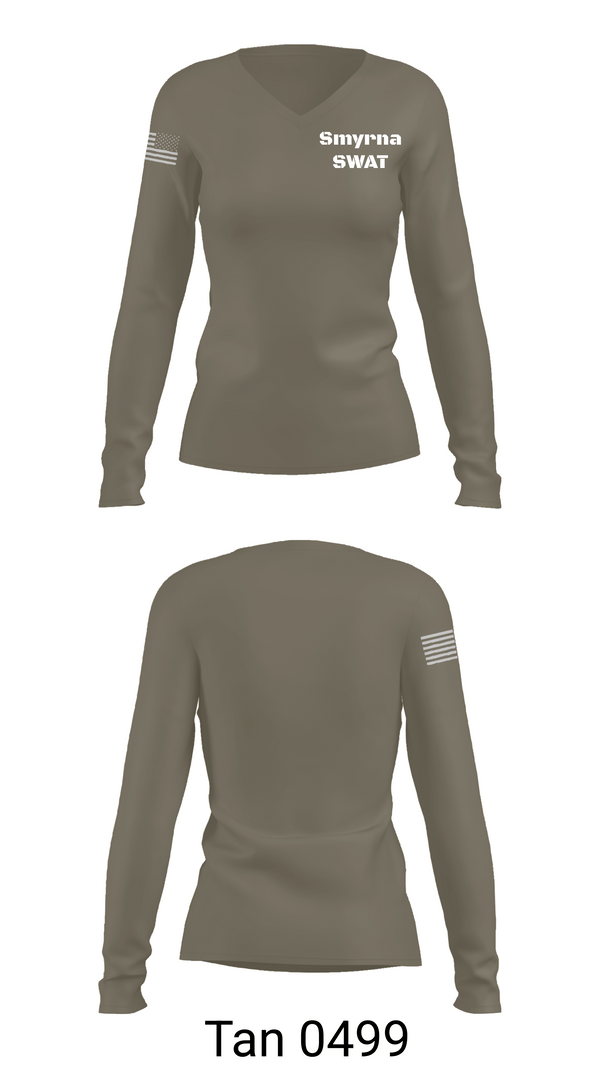 Womens Long Sleeve Vneck Shirt, Smyrna SWAT, Police, Teamtime, Team time, sublimation, custom sports apparel, team uniforms, spirit wear, spiritwear, sports uniforms, custom shirts, team store, custom team store, fundraiser sports, apparel fundraiser