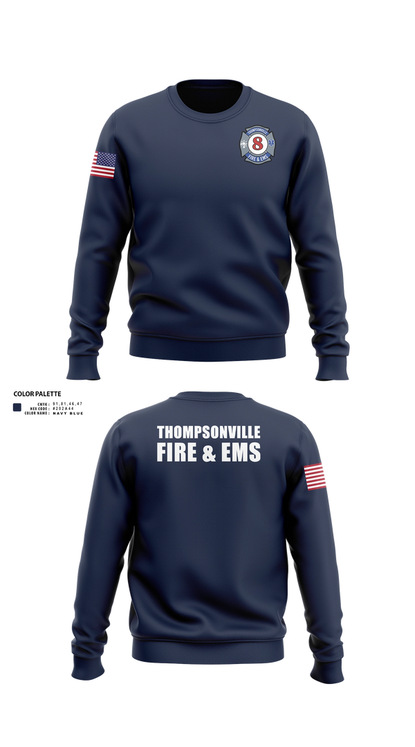 Crew Neck Sweatshirt, Thompsonville Fire & EMS, Fire Department, Teamtime, Team time, sublimation, custom sports apparel, team uniforms, spirit wear, spiritwear, sports uniforms, custom shirts, team store, custom team store, fundraiser sports, apparel fundraiser