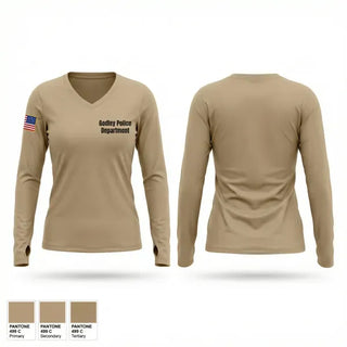 Womens Long Sleeve Vneck Shirt, Godley Police Department, Police, Teamtime, Team time, sublimation, custom sports apparel, team uniforms, spirit wear, spiritwear, sports uniforms, custom shirts, team store, custom team store, fundraiser sports, apparel fundraiser