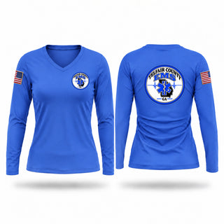 Womens Long Sleeve Vneck Shirt, Telfair County EMS, EMS/EMT, Teamtime, Team time, sublimation, custom sports apparel, team uniforms, spirit wear, spiritwear, sports uniforms, custom shirts, team store, custom team store, fundraiser sports, apparel fundraiser