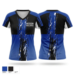 Womens Short Sleeve Vneck Shirt, Mission Bulldogs, Cross Country, Teamtime, Team time, sublimation, custom sports apparel, team uniforms, spirit wear, spiritwear, sports uniforms, custom shirts, team store, custom team store, fundraiser sports, apparel fundraiser
