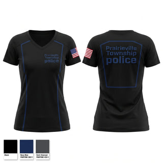 Womens Short Sleeve Vneck Shirt, Prairieville Township police, Police, Teamtime, Team time, sublimation, custom sports apparel, team uniforms, spirit wear, spiritwear, sports uniforms, custom shirts, team store, custom team store, fundraiser sports, apparel fundraiser