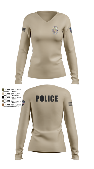 Womens Long Sleeve Vneck Shirt, Miami Police Department, , Teamtime, Team time, sublimation, custom sports apparel, team uniforms, spirit wear, spiritwear, sports uniforms, custom shirts, team store, custom team store, fundraiser sports, apparel fundraiser