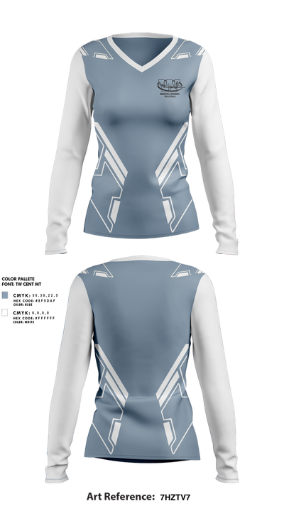 Wakefield Bombers Volleyball 53662118 Women's Long Sleeve V-neck Shirt - 2