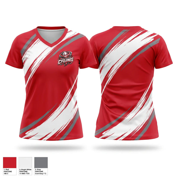 Womens Short Sleeve Vneck Shirt, South Charleston Cyclones, Baseball, Teamtime, Team time, sublimation, custom sports apparel, team uniforms, spirit wear, spiritwear, sports uniforms, custom shirts, team store, custom team store, fundraiser sports, apparel fundraiser