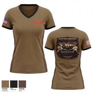 Womens Short Sleeve Vneck Shirt, Aviation Ordinance AAO CH.69, Navy, Teamtime, Team time, sublimation, custom sports apparel, team uniforms, spirit wear, spiritwear, sports uniforms, custom shirts, team store, custom team store, fundraiser sports, apparel fundraiser