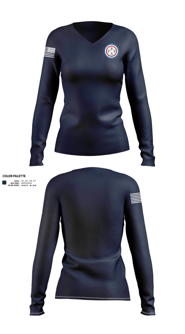 Womens Long Sleeve Vneck Shirt, Boston Police Patrolmen’s Association, Police, Teamtime, Team time, sublimation, custom sports apparel, team uniforms, spirit wear, spiritwear, sports uniforms, custom shirts, team store, custom team store, fundraiser sports, apparel fundraiser