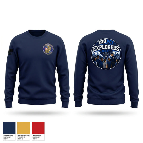 Crew Neck Sweatshirt, NYPD explorer unit, Police, Teamtime, Team time, sublimation, custom sports apparel, team uniforms, spirit wear, spiritwear, sports uniforms, custom shirts, team store, custom team store, fundraiser sports, apparel fundraiser