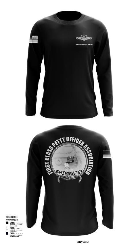 Long Sleeve Performance Shirt, USS Jefferson City FCPOA, Navy, Teamtime, Team time, sublimation, custom sports apparel, team uniforms, spirit wear, spiritwear, sports uniforms, custom shirts, team store, custom team store, fundraiser sports, apparel fundraiser