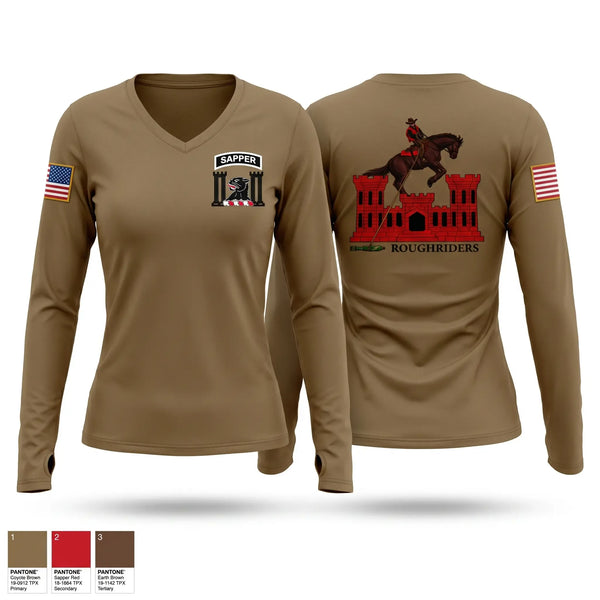 Womens Long Sleeve Vneck Shirt, 630th Engineer Clearance Company, Army, Teamtime, Team time, sublimation, custom sports apparel, team uniforms, spirit wear, spiritwear, sports uniforms, custom shirts, team store, custom team store, fundraiser sports, apparel fundraiser