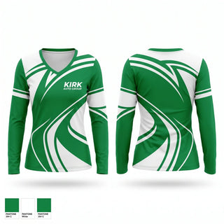 Womens Long Sleeve Vneck Shirt, Kirk auto group, Women's Basketball, Teamtime, Team time, sublimation, custom sports apparel, team uniforms, spirit wear, spiritwear, sports uniforms, custom shirts, team store, custom team store, fundraiser sports, apparel fundraiser