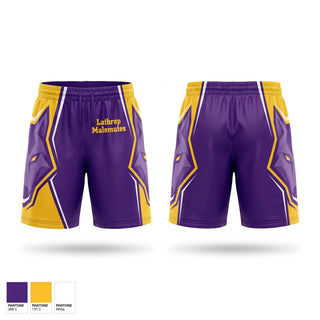 Mens Basketball Shorts, Lathrop Malemutes, Women's Basketball, Teamtime, Team time, sublimation, custom sports apparel, team uniforms, spirit wear, spiritwear, sports uniforms, custom shirts, team store, custom team store, fundraiser sports, apparel fundraiser