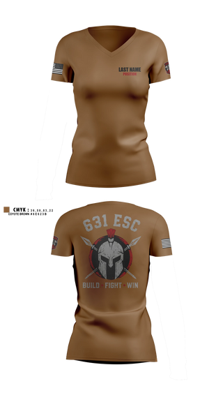 Womens Short Sleeve Vneck Shirt, 631st ESC, Army, Teamtime, Team time, sublimation, custom sports apparel, team uniforms, spirit wear, spiritwear, sports uniforms, custom shirts, team store, custom team store, fundraiser sports, apparel fundraiser