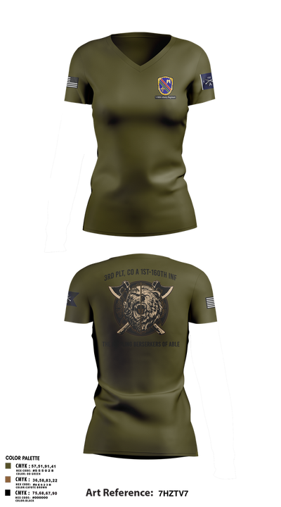 Co A, 1st-160th INF, 79th IBCT 97835057 Women's Short Sleeve V-neck Shirt - 11