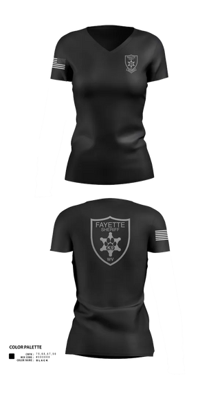Womens Short Sleeve Vneck Shirt, Fayette County Sheriff WV, Police, Teamtime, Team time, sublimation, custom sports apparel, team uniforms, spirit wear, spiritwear, sports uniforms, custom shirts, team store, custom team store, fundraiser sports, apparel fundraiser