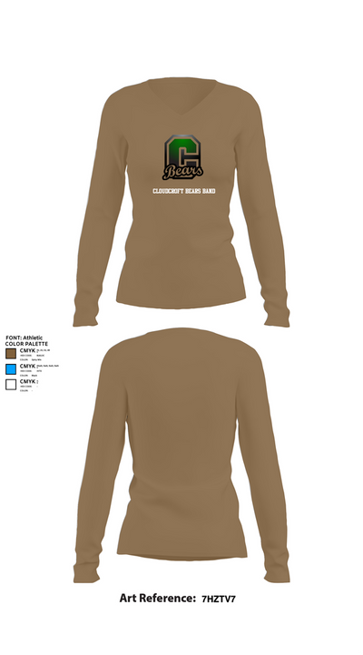 Cloudcroft Bears Band 7760214 Women's Long Sleeve V-neck Shirt - 1