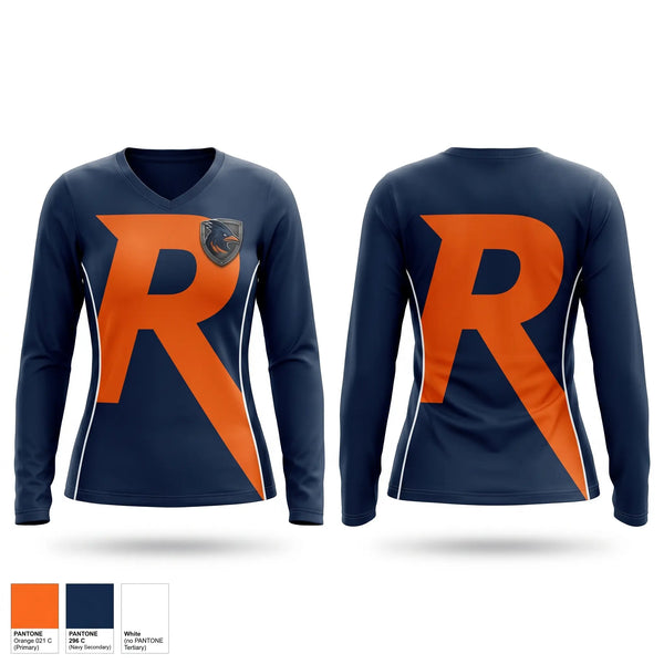Womens Long Sleeve Vneck Shirt, Roadrunners, , Teamtime, Team time, sublimation, custom sports apparel, team uniforms, spirit wear, spiritwear, sports uniforms, custom shirts, team store, custom team store, fundraiser sports, apparel fundraiser