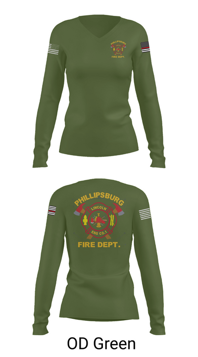 PHILLIPSBURG FIRE DEPARTMENT 39354124 Women's Long Sleeve V-neck Shirt - 57