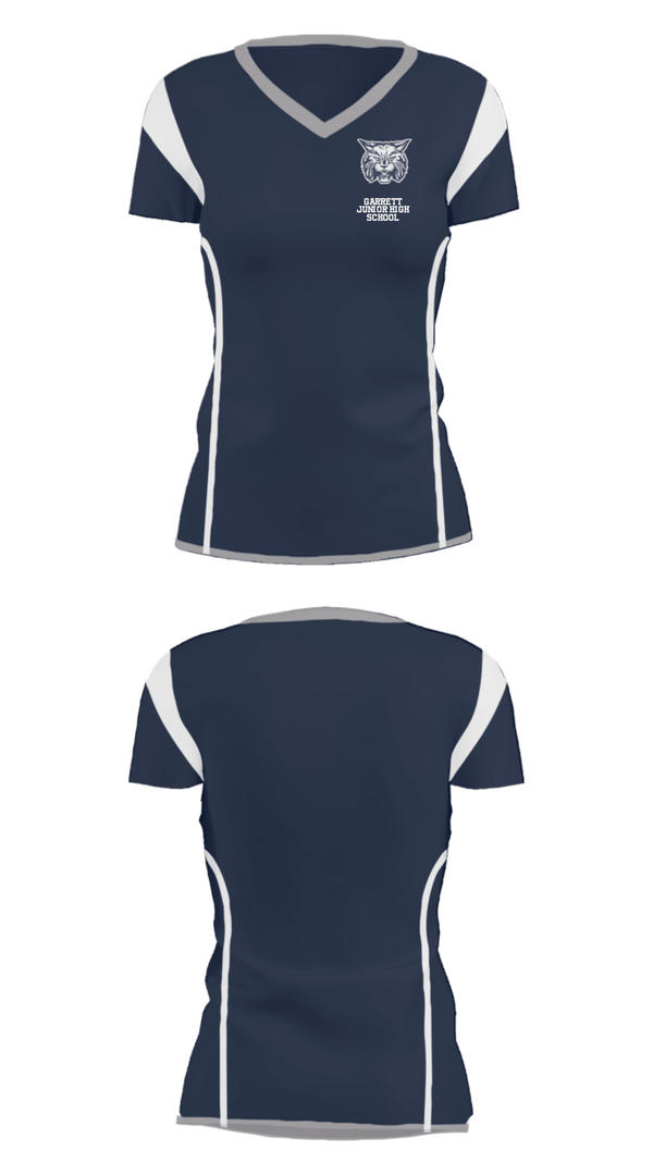 Women's Short Sleeve Vneck Shirt, Garrett Junior High School, Spirit Store, Teamtime, Team time, sublimation, custom sports apparel, team uniforms, spirit wear, spiritwear, sports uniforms, custom shirts, team store, custom team store, fundraiser sports, apparel fundraiser