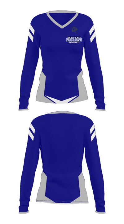 The High School For Math, Science And Engineering Basketball 30676252 Women's Long Sleeve V-neck Shirt - 30