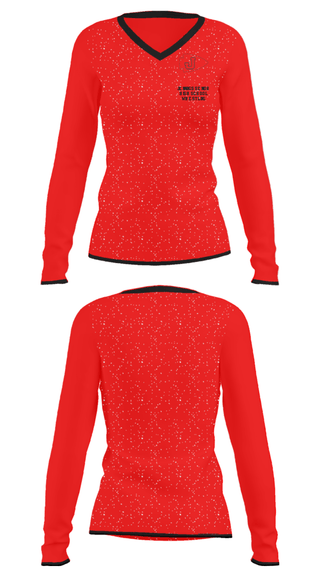 Women's Long Sleeve Vneck Shirt, Jennings Senior High School Wrestling, Wrestling, Teamtime, Team time, sublimation, custom sports apparel, team uniforms, spirit wear, spiritwear, sports uniforms, custom shirts, team store, custom team store, fundraiser sports, apparel fundraiser