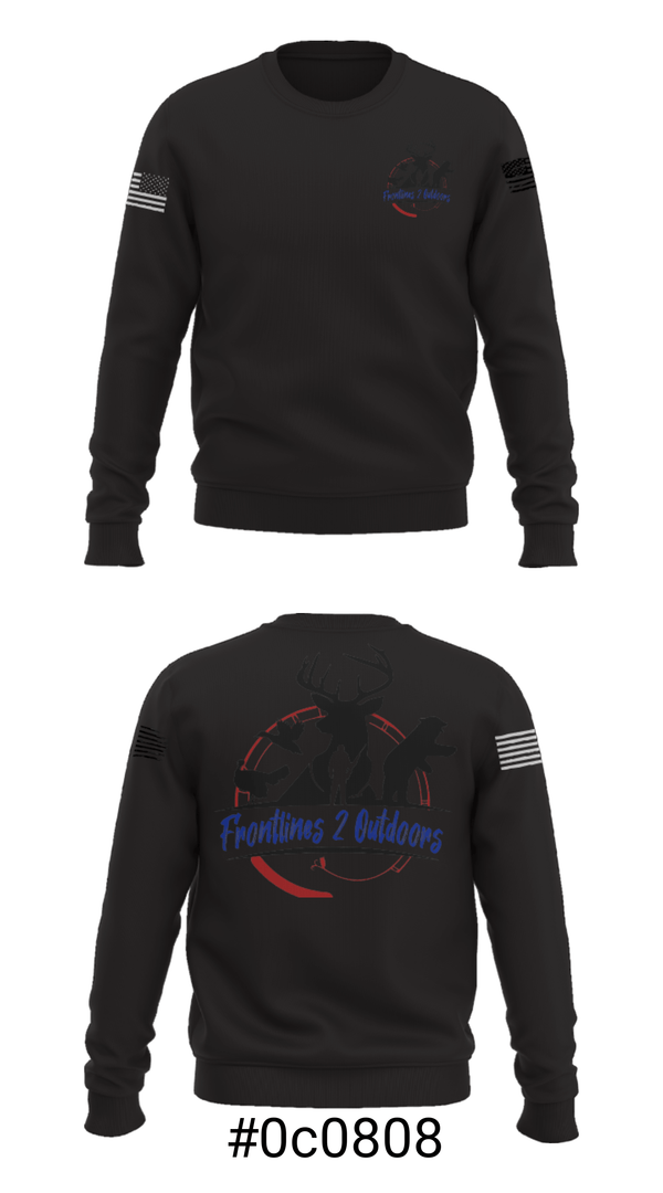 Crew Neck Sweatshirt, Frontlines 2 Outdoors (F2O), , Teamtime, Team time, sublimation, custom sports apparel, team uniforms, spirit wear, spiritwear, sports uniforms, custom shirts, team store, custom team store, fundraiser sports, apparel fundraiser