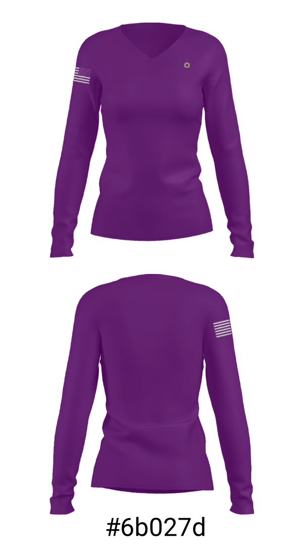 Women's Long Sleeve Vneck Shirt, Fusion Academy Slk Southlake, Spirit Store, Teamtime, Team time, sublimation, custom sports apparel, team uniforms, spirit wear, spiritwear, sports uniforms, custom shirts, team store, custom team store, fundraiser sports, apparel fundraiser