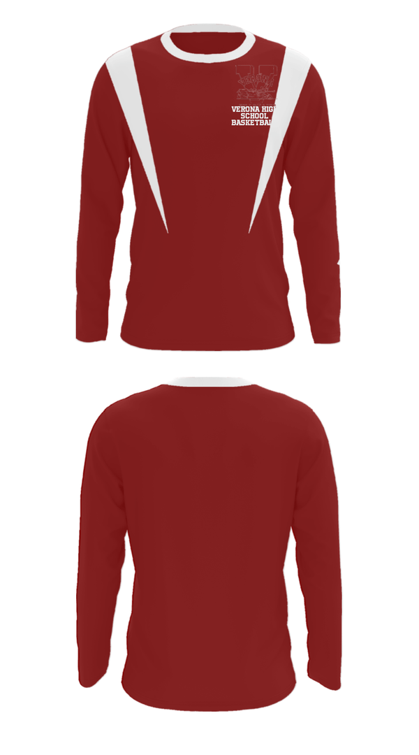 Long Sleeve Performance Shirt, Verona High School Basketball, Men's Basketball, Teamtime, Team time, sublimation, custom sports apparel, team uniforms, spirit wear, spiritwear, sports uniforms, custom shirts, team store, custom team store, fundraiser sports, apparel fundraiser