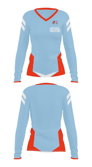 Women's Long Sleeve Vneck Shirt, Monterey High School Wrestling, Wrestling, Teamtime, Team time, sublimation, custom sports apparel, team uniforms, spirit wear, spiritwear, sports uniforms, custom shirts, team store, custom team store, fundraiser sports, apparel fundraiser