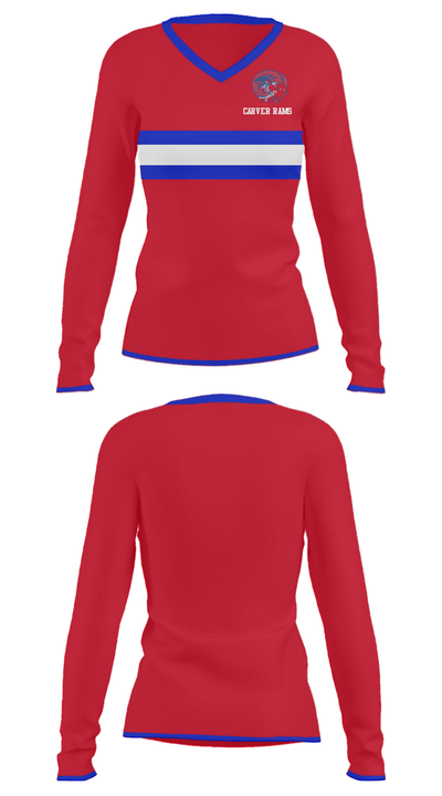 Carver rams 76040751 Women's Long Sleeve V-neck Shirt - 31