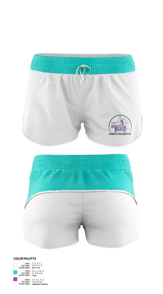 Womens Shorts, Raise the Barre Dance Academy, , Teamtime, Team time, sublimation, custom sports apparel, team uniforms, spirit wear, spiritwear, sports uniforms, custom shirts, team store, custom team store, fundraiser sports, apparel fundraiser
