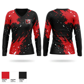 Womens Long Sleeve Vneck Shirt, Kenton Wildcats, Women's Soccer, Teamtime, Team time, sublimation, custom sports apparel, team uniforms, spirit wear, spiritwear, sports uniforms, custom shirts, team store, custom team store, fundraiser sports, apparel fundraiser