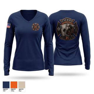 Womens Long Sleeve Vneck Shirt, Cicero Fire Department, Fire Department, Teamtime, Team time, sublimation, custom sports apparel, team uniforms, spirit wear, spiritwear, sports uniforms, custom shirts, team store, custom team store, fundraiser sports, apparel fundraiser
