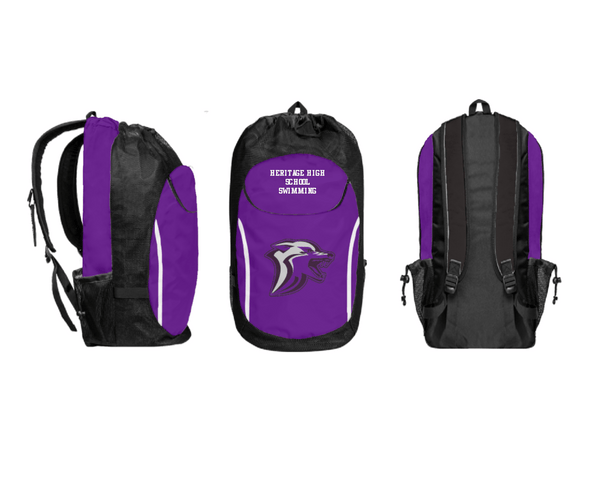 Gear Bag, Heritage High School Swimming, Swimming, Teamtime, Team time, sublimation, custom sports apparel, team uniforms, spirit wear, spiritwear, sports uniforms, custom shirts, team store, custom team store, fundraiser sports, apparel fundraiser