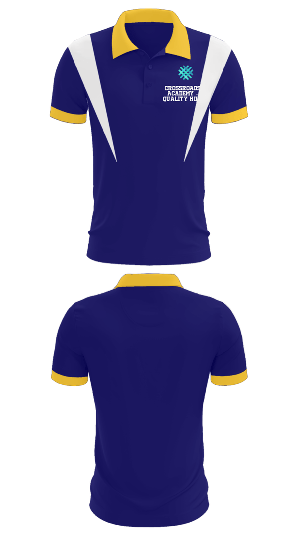 Short Sleeve Performance Polo, Crossroads Academy – Quality Hill, Spirit Store, Teamtime, Team time, sublimation, custom sports apparel, team uniforms, spirit wear, spiritwear, sports uniforms, custom shirts, team store, custom team store, fundraiser sports, apparel fundraiser