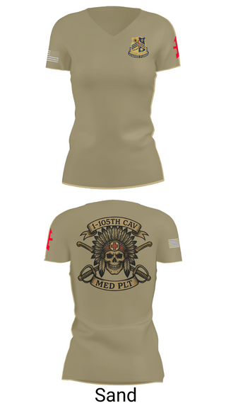 Womens Short Sleeve Vneck Shirt, 1-105th cavalry, Army, Teamtime, Team time, sublimation, custom sports apparel, team uniforms, spirit wear, spiritwear, sports uniforms, custom shirts, team store, custom team store, fundraiser sports, apparel fundraiser