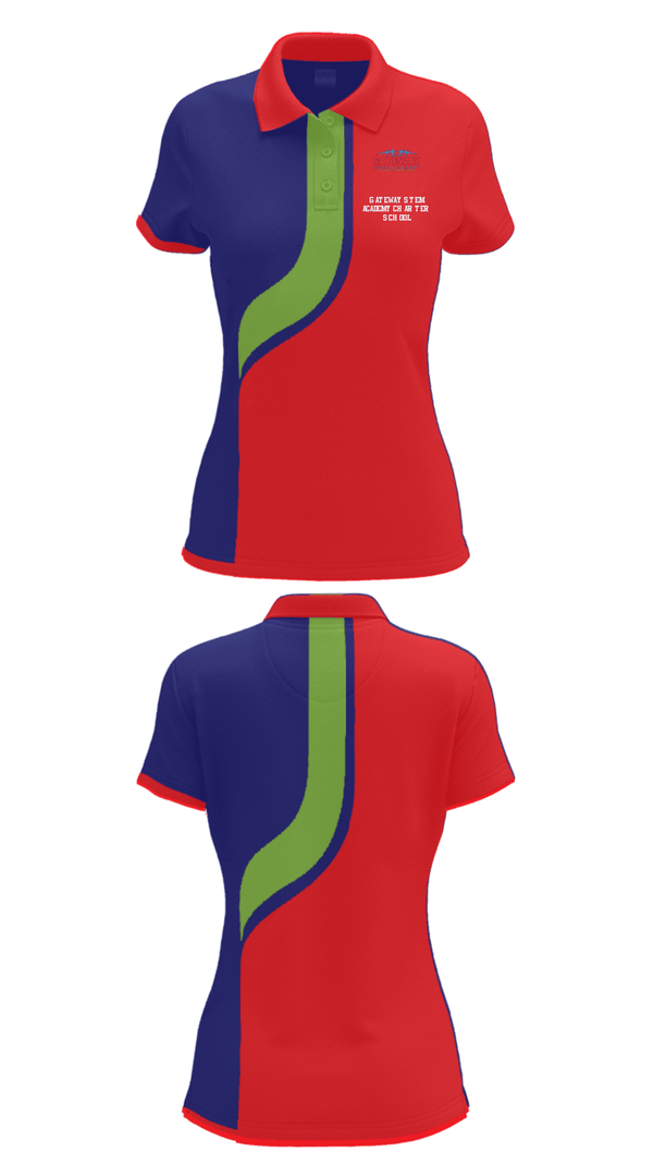 Women's Short Sleeve Performance Polo, Gateway Stem Academy Charter School, Spirit Store, Teamtime, Team time, sublimation, custom sports apparel, team uniforms, spirit wear, spiritwear, sports uniforms, custom shirts, team store, custom team store, fundraiser sports, apparel fundraiser