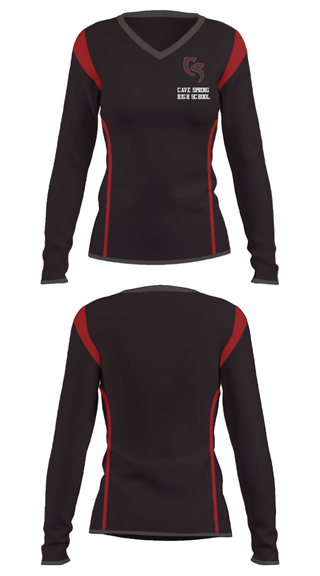 Women's Long Sleeve Vneck Shirt, Cave Spring High School, Spirit Store, Teamtime, Team time, sublimation, custom sports apparel, team uniforms, spirit wear, spiritwear, sports uniforms, custom shirts, team store, custom team store, fundraiser sports, apparel fundraiser