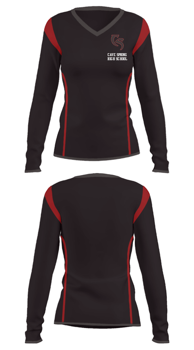 Cave Spring High School 3125404 Women's Long Sleeve V-neck Shirt - 33