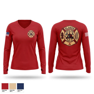 Womens Long Sleeve Vneck Shirt, Glasco Rural Fire District #2, Fire Department, Teamtime, Team time, sublimation, custom sports apparel, team uniforms, spirit wear, spiritwear, sports uniforms, custom shirts, team store, custom team store, fundraiser sports, apparel fundraiser